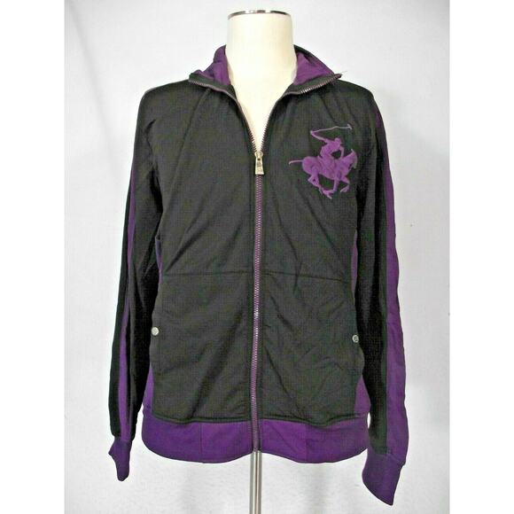 Beverly Hills Polo Club track jacket adult Men's 3XL XXXL black purple full zip